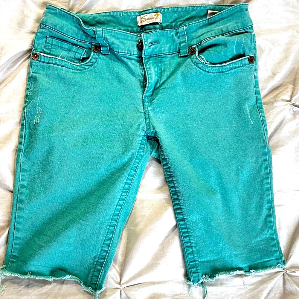 🔥SEVEN7 TEAL DENIM SHORTS